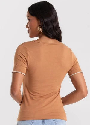 Rovitex - Blusa Feminina Molecotton de Viscose Marrom - ROVITEX