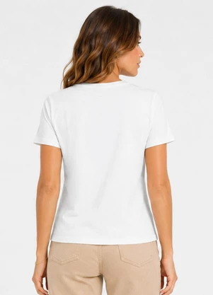 Infinita Cor - Blusa Feminina Molicotton e Estampa Branco - INFINITA COR