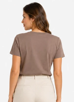 Infinita Cor - Blusa Feminina Molicotton e Estampa Marrom - INFINITA COR