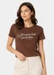 Infinita Cor - Blusa Feminina Molicotton e Estampa Marrom - variação: Marrom