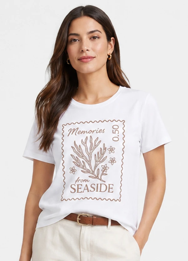 Infinita Cor - Blusa Feminina Molicotton Viscose Branco