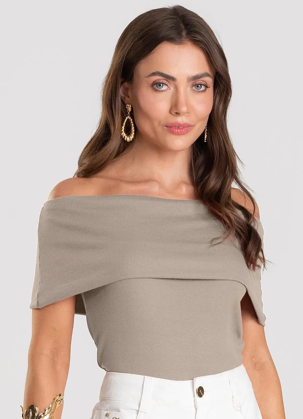 Dianna - Blusa Feminina Ombro a Ombro Marrom