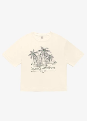 Rovitex - Blusa Feminina Over com Estampa e Glitter Bege - ROVITEX