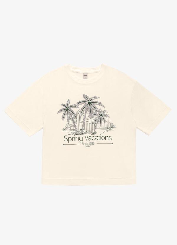 Rovitex - Blusa Feminina Over com Estampa e Glitter Bege 1