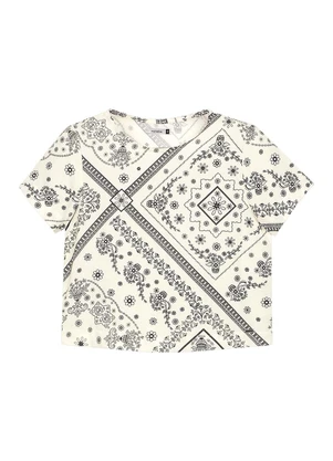 Marialícia - Blusa Feminina Padronagem Floral Bege - MARIALÍCIA