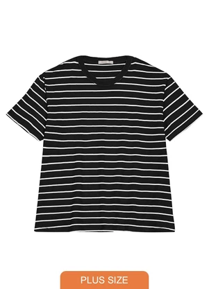 Secret Glam - Blusa Feminina Plus Size Gola Redonda Preto - SECRET GLAM