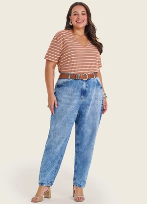 Secret Glam - Blusa Feminina Plus Size Gola V Marrom - SECRET GLAM