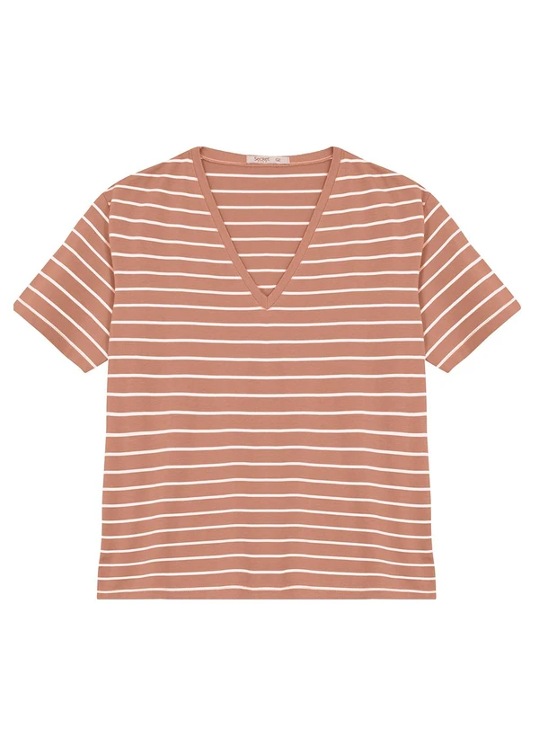 Secret Glam - Blusa Feminina Plus Size Gola V Marrom 3