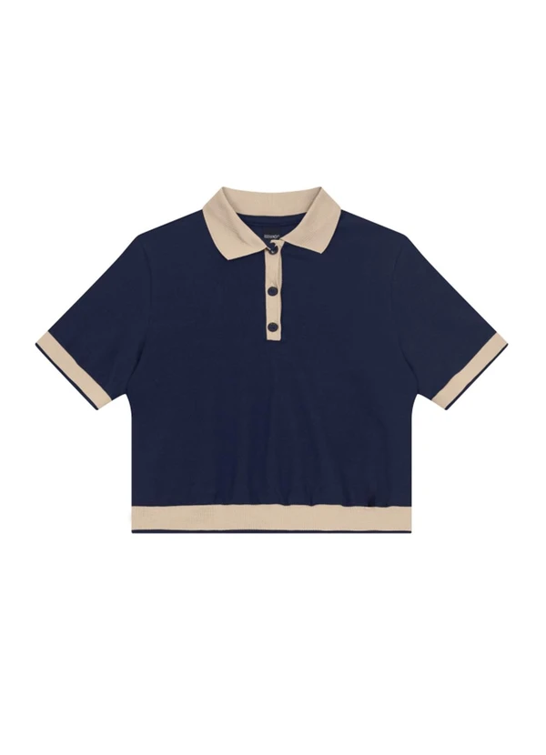 Essendi - Blusa Feminina Polo Retro em Piquet Azul 3