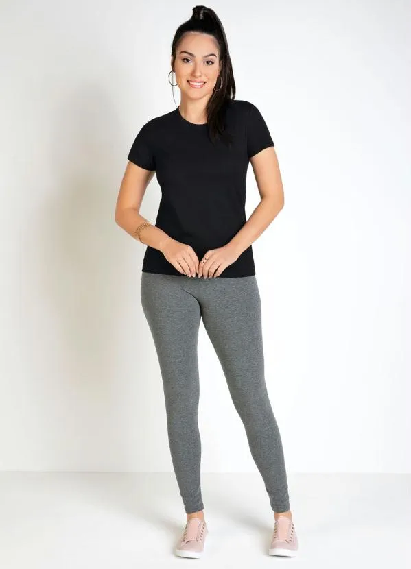 Basicamente - Blusa Feminina Preta Baby Look com Mangas Curtas 3