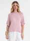 Endless - Blusa Feminina Raglan Viscotricot e Ribana Preto - variação: Rosa