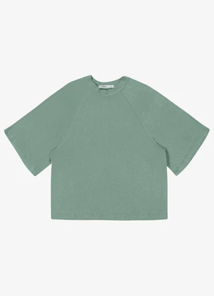 Endless - Blusa Feminina Raglan Viscotricot e Ribana Verde - ENDLESS
