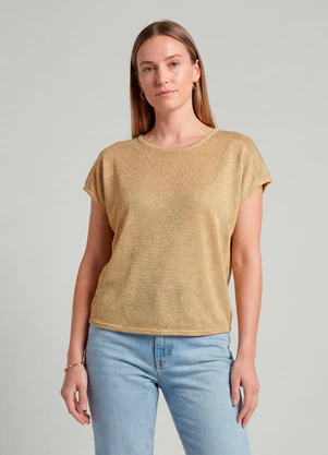 Infinita Cor - Blusa Feminina Recorte na Costa Amarelo - INFINITA COR