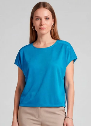 Infinita Cor - Blusa Feminina Recorte na Costa Azul - INFINITA COR