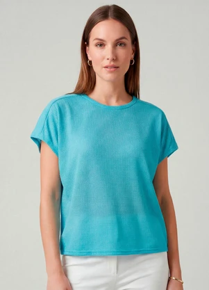 Infinita Cor - Blusa Feminina Recorte na Costa Azul - INFINITA COR