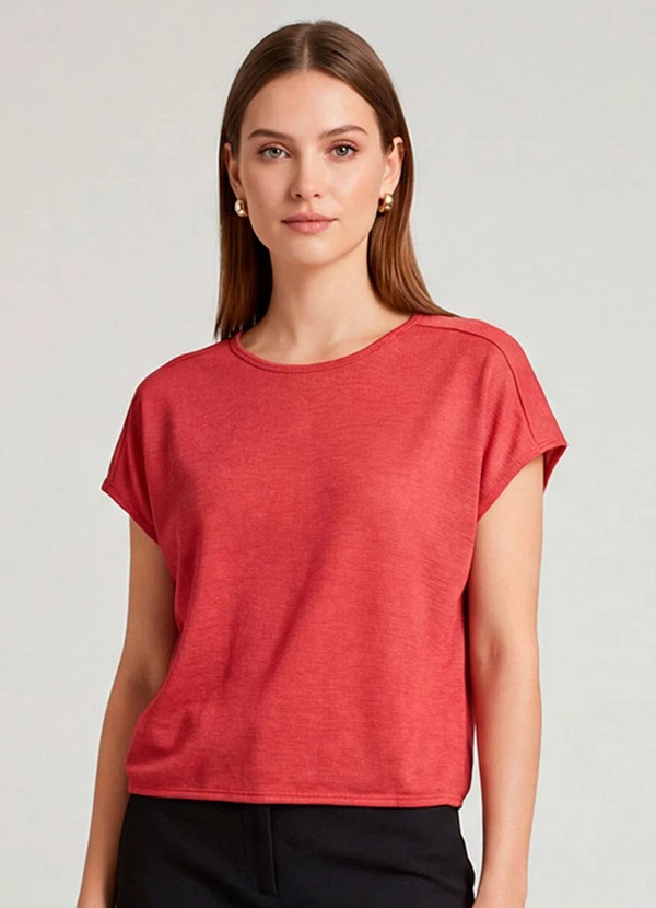 Infinita Cor - Blusa Feminina Recorte na Costa Laranja