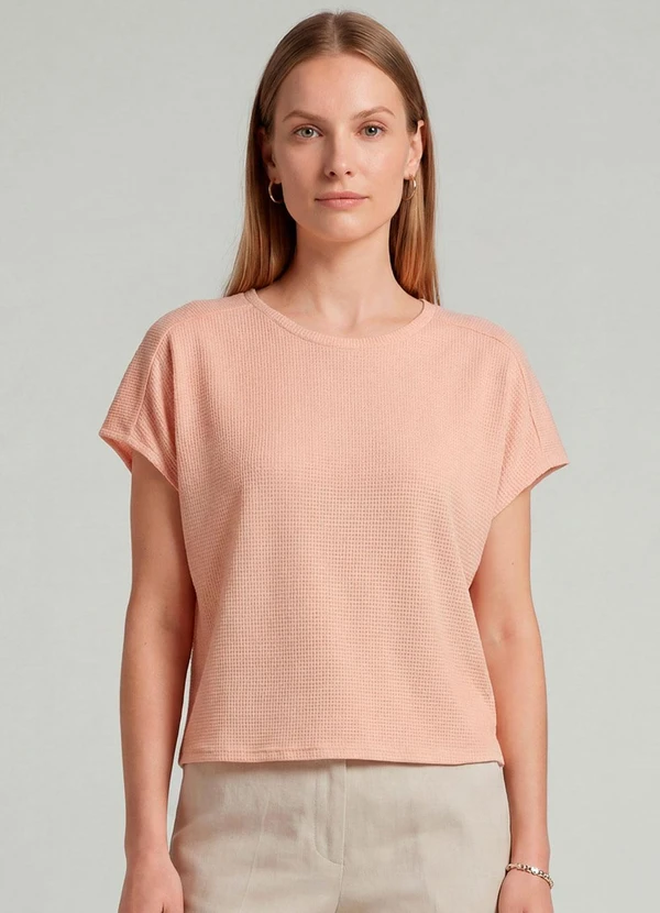 Infinita Cor - Blusa Feminina Recorte na Costa Rosa