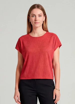 Infinita Cor - Blusa Feminina Recorte na Costa Vermelho - INFINITA COR