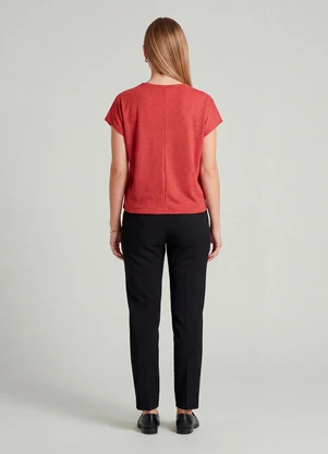 Infinita Cor - Blusa Feminina Recorte na Costa Vermelho - INFINITA COR