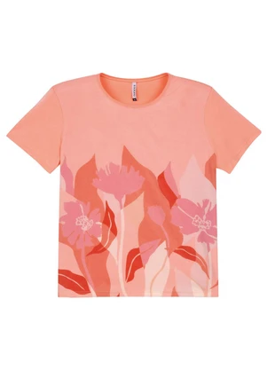 Marialícia - Blusa Feminina Regular Estampada Laranja - MARIALÍCIA