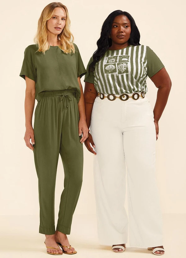 Marialícia - Blusa Feminina Regular Estampada Verde 2