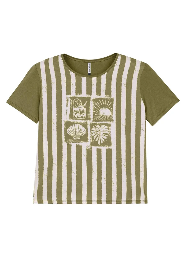 Marialícia - Blusa Feminina Regular Estampada Verde 3