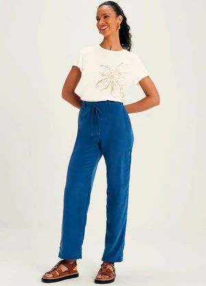 Marialícia - Blusa Feminina Regular Floral Bege - MARIALÍCIA