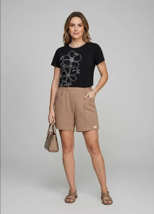 Marialícia - Blusa Feminina Regular Floral Preto - MARIALÍCIA