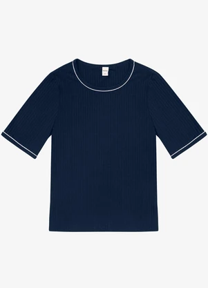 Rovitex - Blusa Feminina Ribana Canelada Azul - ROVITEX