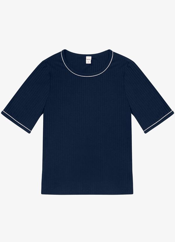 Rovitex - Blusa Feminina Ribana Canelada Azul 2