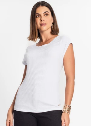 Rovitex - Blusa Feminina Ribana Canelada Básica Branco - ROVITEX