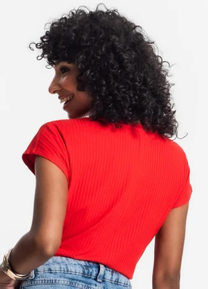 Rovitex - Blusa Feminina Ribana Canelada Básica Laranja - ROVITEX