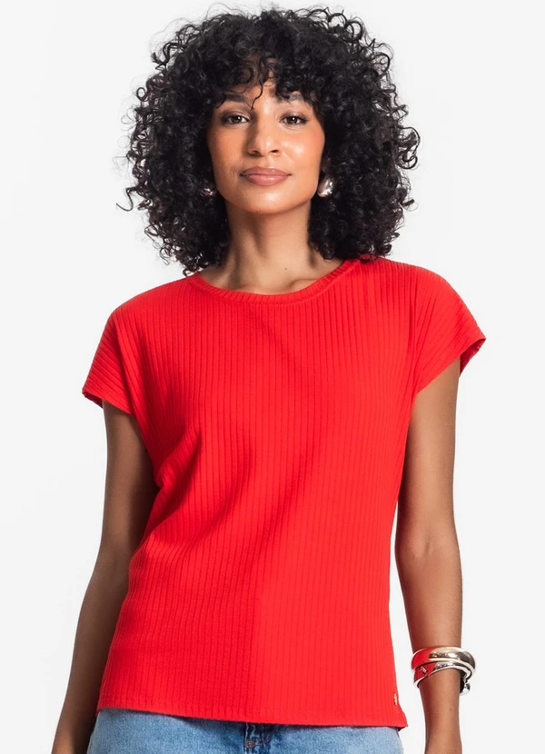 Rovitex - Blusa Feminina Ribana Canelada Básica Laranja