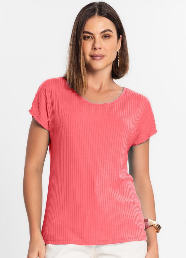 Rovitex - Blusa Feminina Ribana Canelada Básica Rosa