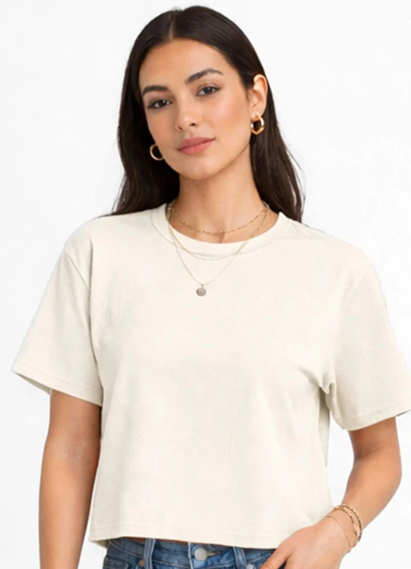 Infinita Cor - Blusa Feminina Ribana Canelada Bege