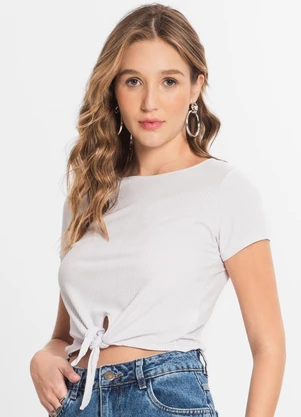 Select - Blusa Feminina Ribana Canelada Branco - SELECT
