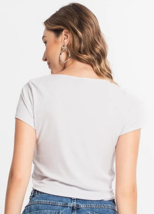 Select - Blusa Feminina Ribana Canelada Branco - SELECT