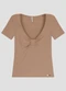 Cereja Rosa - Blusa Feminina Ribana Canelada Preto - variação: Marrom