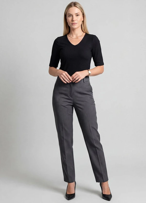 Infinita Cor - Blusa Feminina Ribana Canelada Preto 3