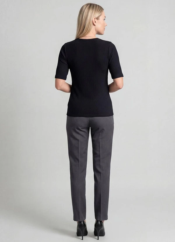 Infinita Cor - Blusa Feminina Ribana Canelada Preto 4