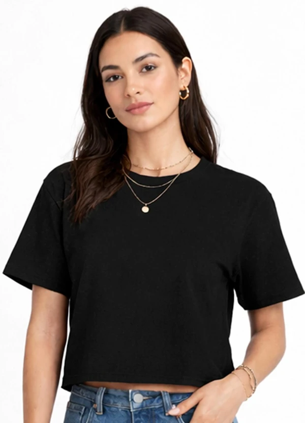 Infinita Cor - Blusa Feminina Ribana Canelada Preto