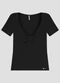 Cereja Rosa - Blusa Feminina Ribana Canelada Preto - variação: Preto