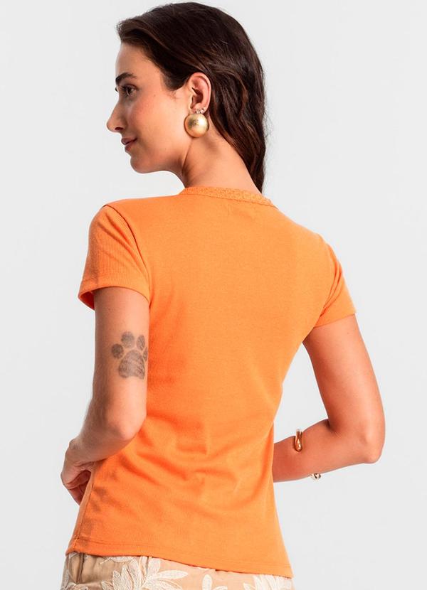 Rovitex - Blusa Feminina Ribana de Linho Ko Laranja 2