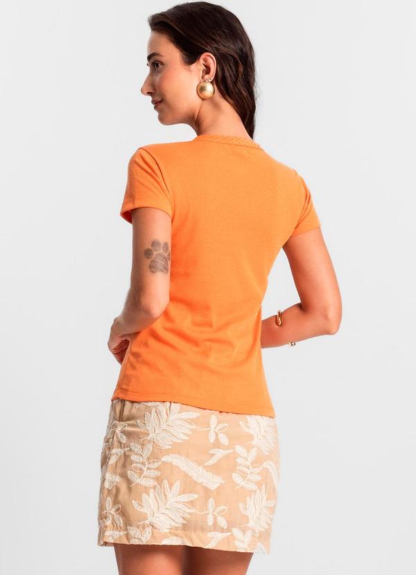 Rovitex - Blusa Feminina Ribana de Linho Ko Laranja 4