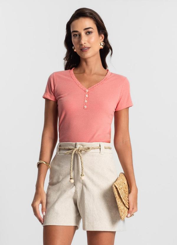 Rovitex - Blusa Feminina Ribana de Linho Laranja 3