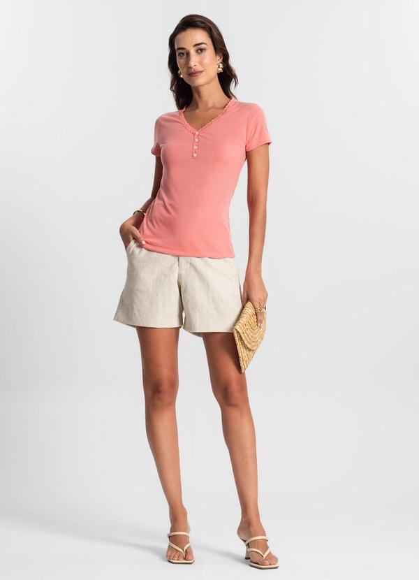 Rovitex - Blusa Feminina Ribana de Linho Laranja 4