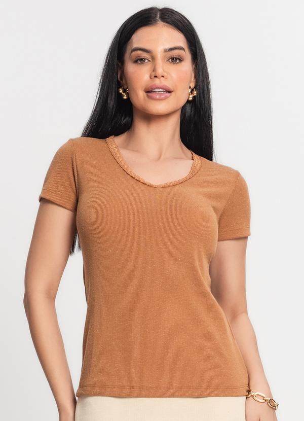 Rovitex - Blusa Feminina Ribana de Linho Kohmar Marrom