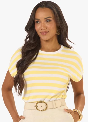 Rovitex - Blusa Feminina Ribana de Viscose Amarelo - ROVITEX