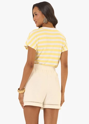 Rovitex - Blusa Feminina Ribana de Viscose Amarelo - ROVITEX