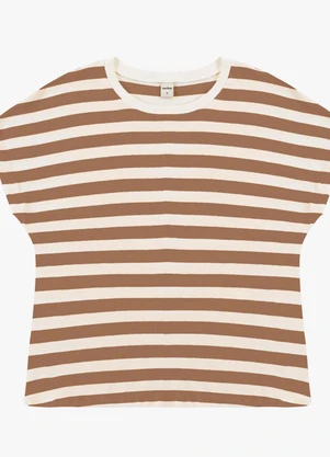 Rovitex - Blusa Feminina Ribana de Viscose Listrada Marrom - ROVITEX